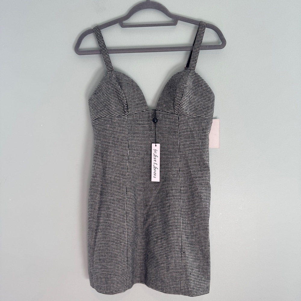 For Love & Lemons Bianca Houndstooth Mini Dress NWT